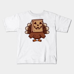 Thanksgiving Turkey Funny Pumpkin Face Kids T-Shirt